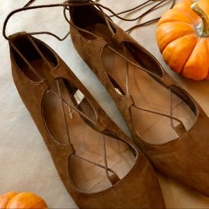 Brown lace up ballet flats size 7.5